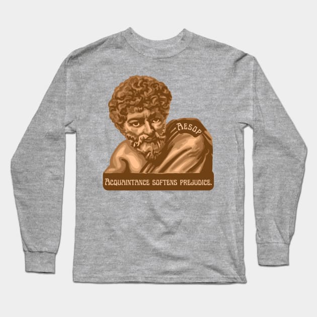 Aesop Portrait and Quote Long Sleeve T-Shirt by Slightly Unhinged